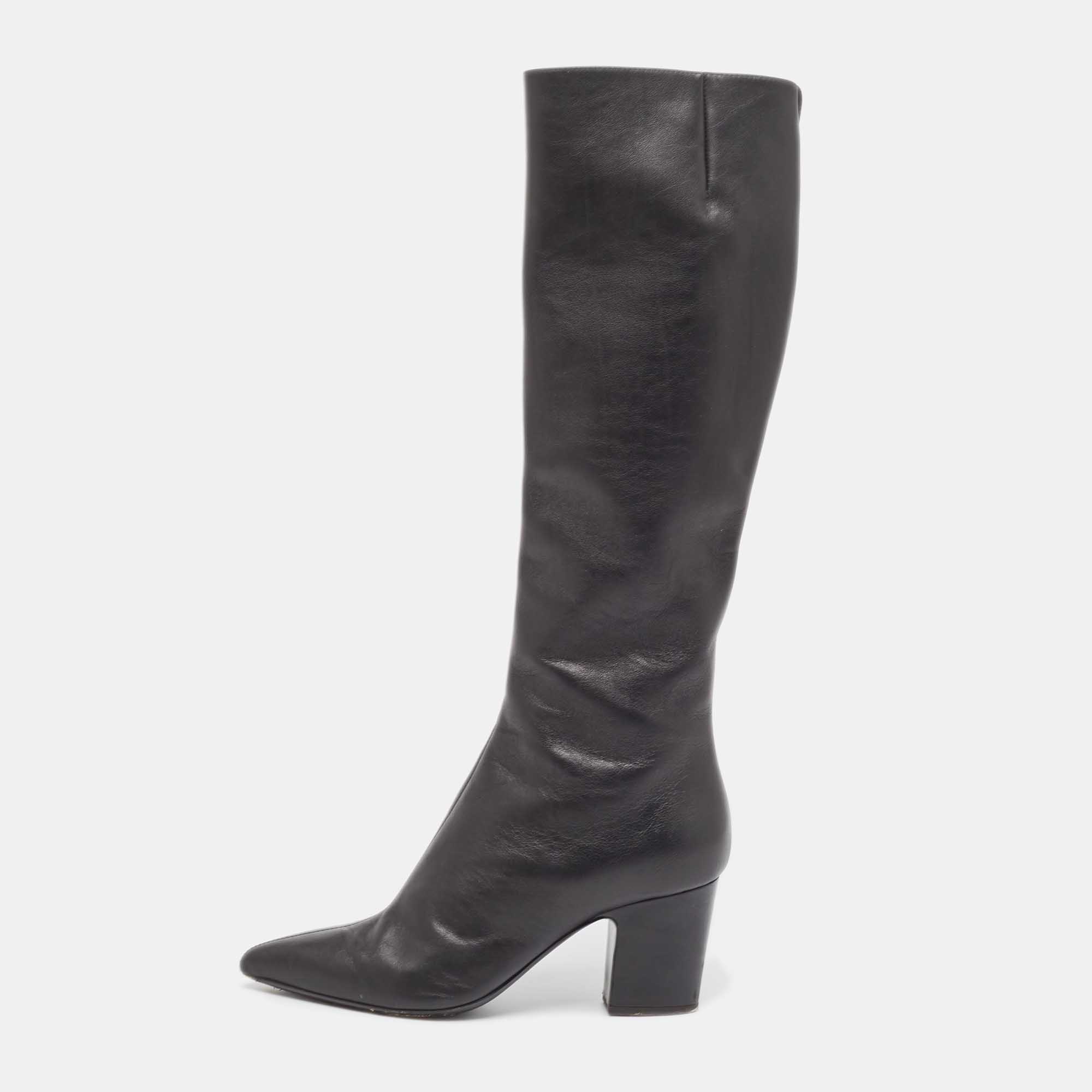 

Giuseppe Zanotti Black Leather Knee Length Boots Size
