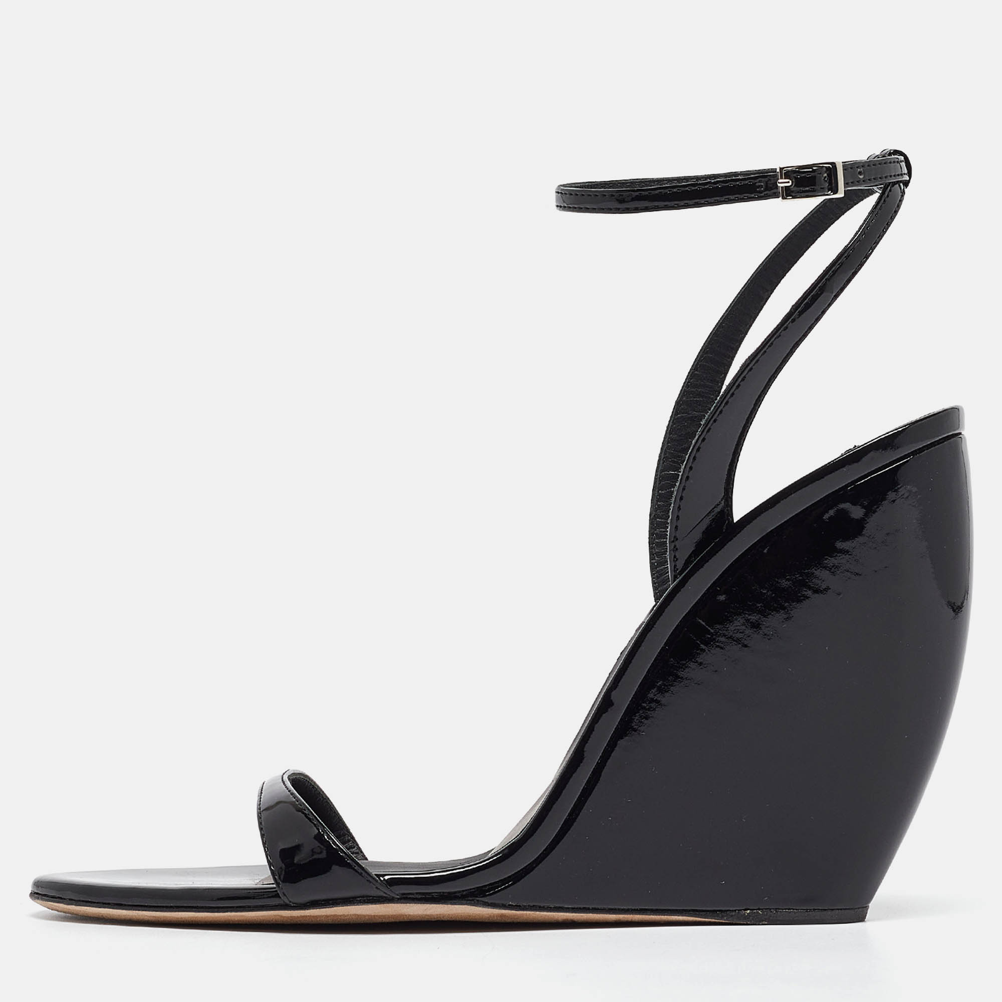 

Giuseppe Zanotti Black Patent Leather Ginnyfer Wedge Sandals Size
