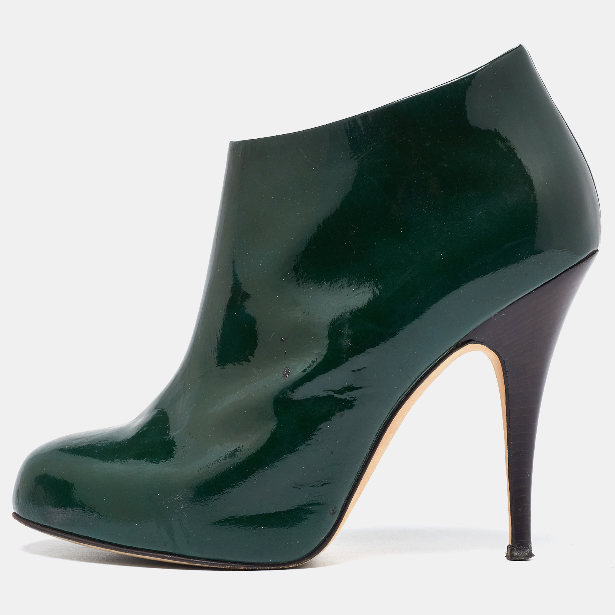 

Giuseppe Zanotti Dark Green Patent Leather Ankle Booties Size