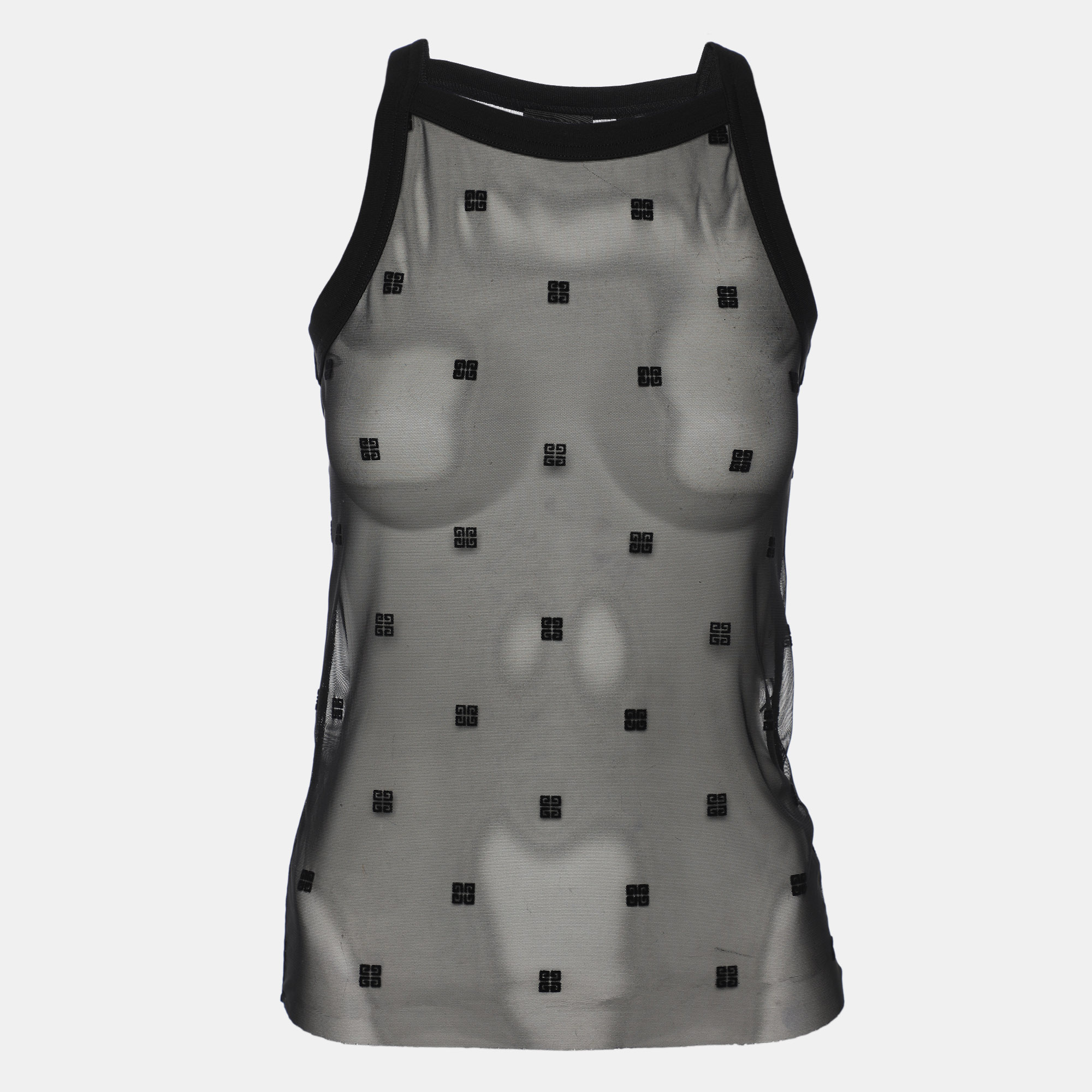 

Givenchy Black Logo Tulle Tank Top XS