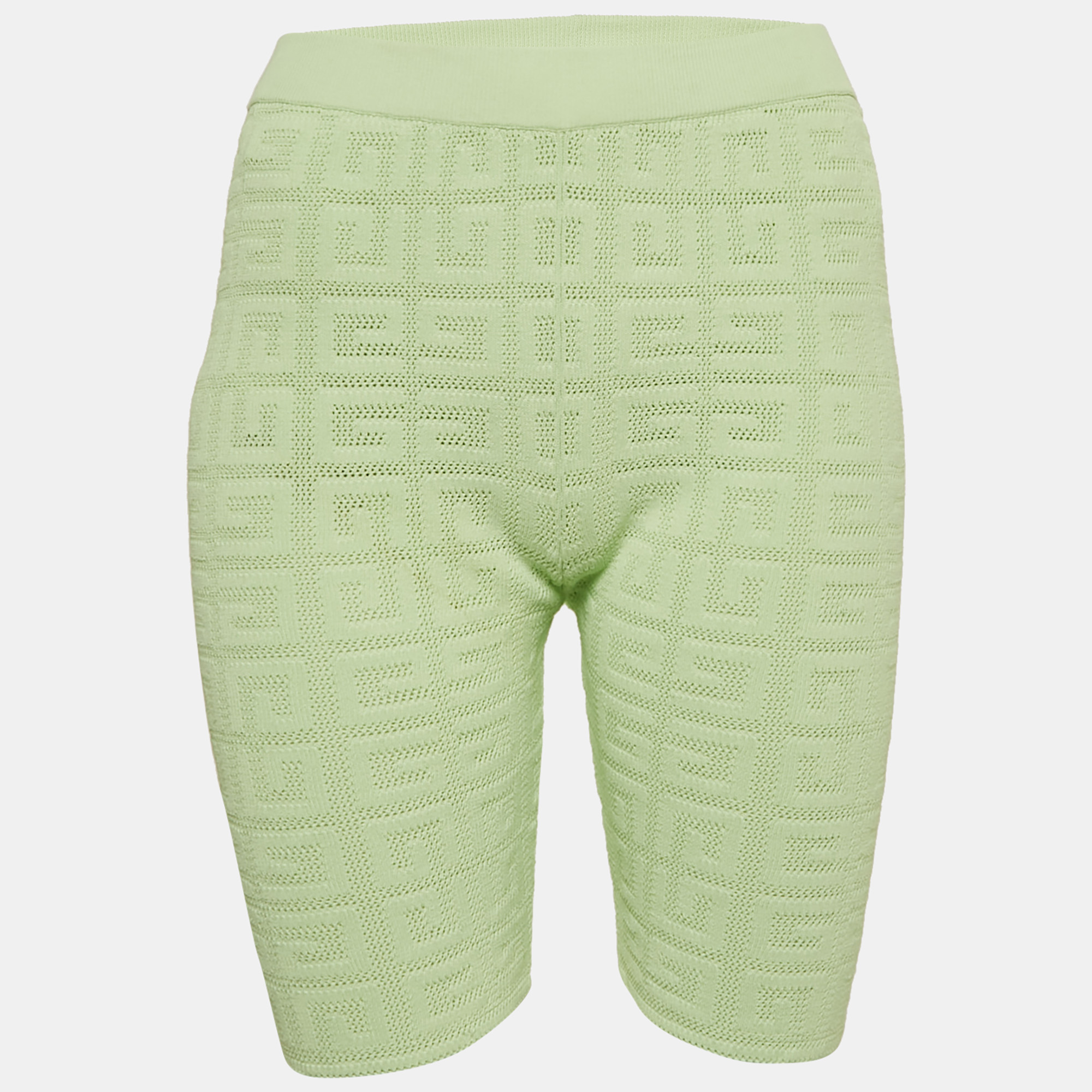 

Givenchy Green Stretch Mesh Logo Biker Shorts M