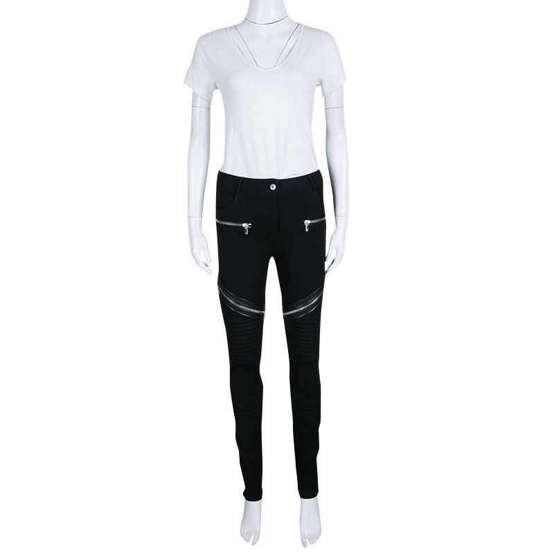 

Givenchy Black Knit Zip Detail Moto Jeggings S