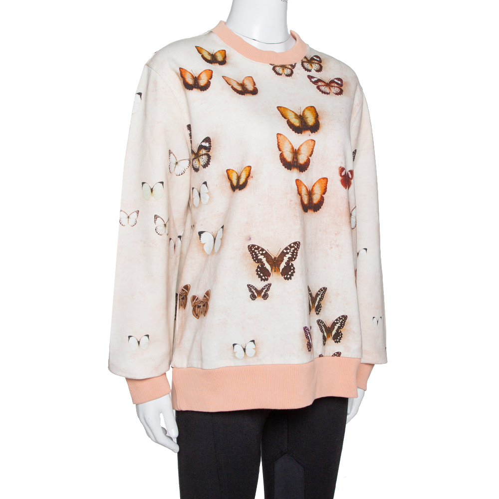 

Givenchy Peach Butterfly Print Cotton Crew Neck Jumper, Pink