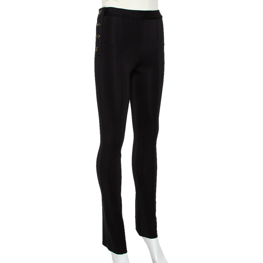 

Givenchy Black Knit Button Detail High Waist Leggings