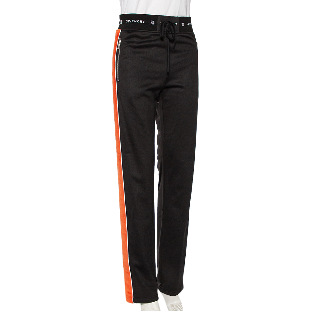 

Givenchy Black Jersey Contrast Velvet Trim Track Pants