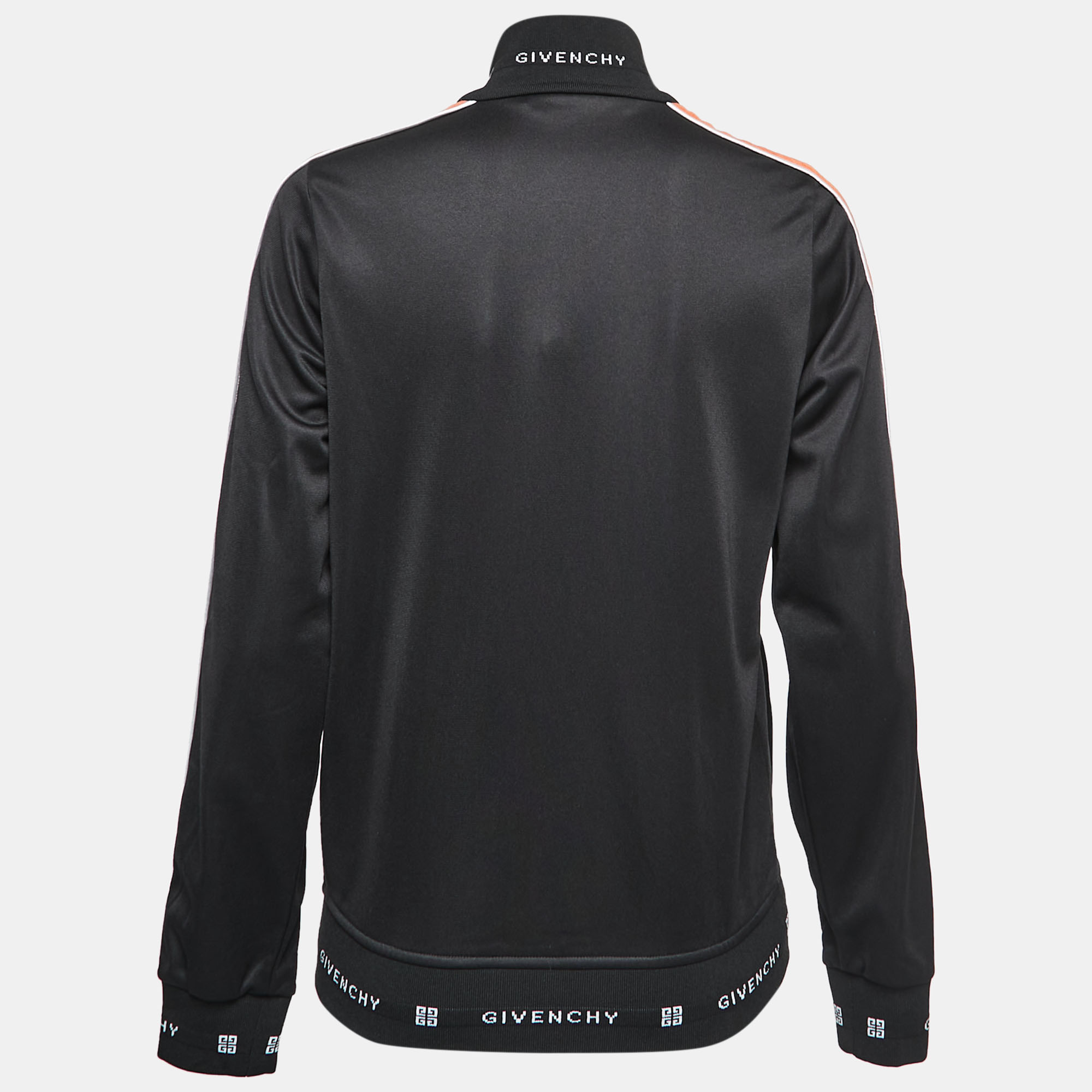 

Givenchy Black Knit Side-Stripe Logo Zip Front Jacket