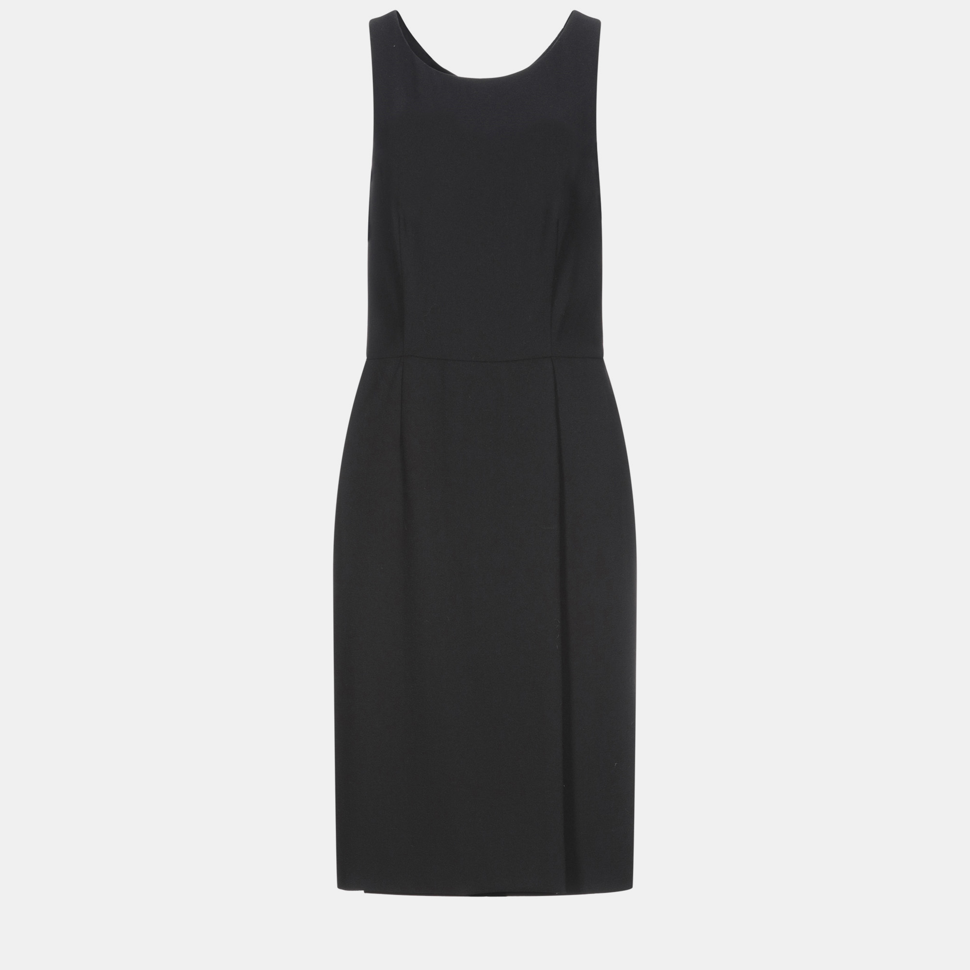 Pre-owned Givenchy Wool Midi Dress 40 In Black