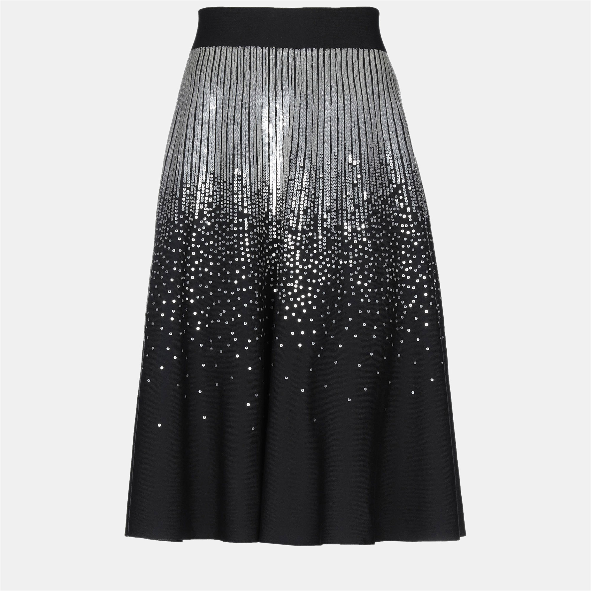 Pre-owned Givenchy Wool Midi Skirt M In Black