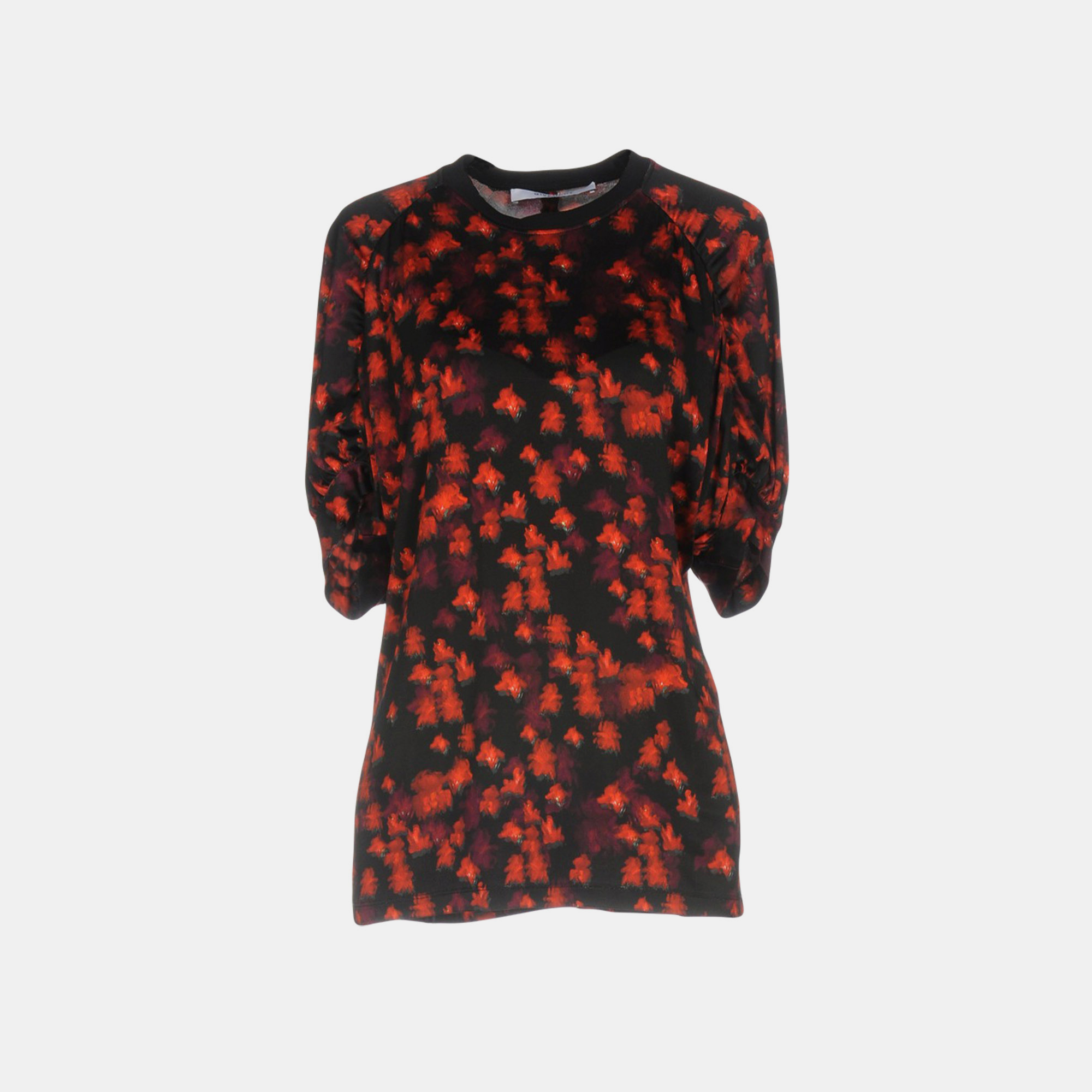 Pre-owned Givenchy Black/red Floral Print Jersey T-shirt S (fr 36)