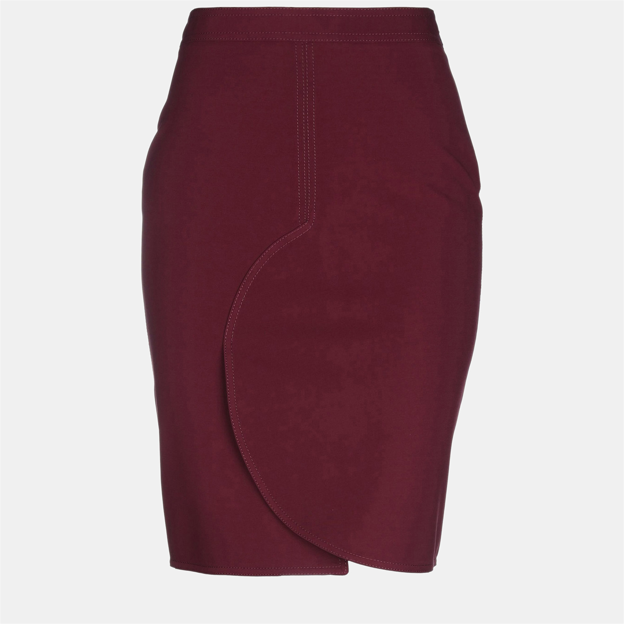 Pre-owned Givenchy Viscose Midi Skirt 44 In Burgundy