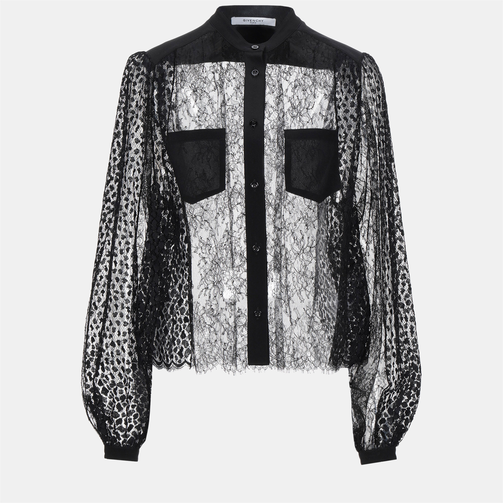 

Givenchy Black Floral Lace Shirt  (FR 38