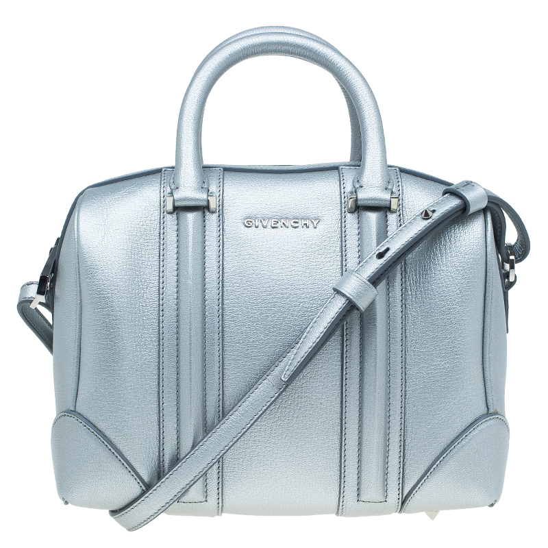 Givenchy Silver Leather Mini Lucrezia Duffel Bag