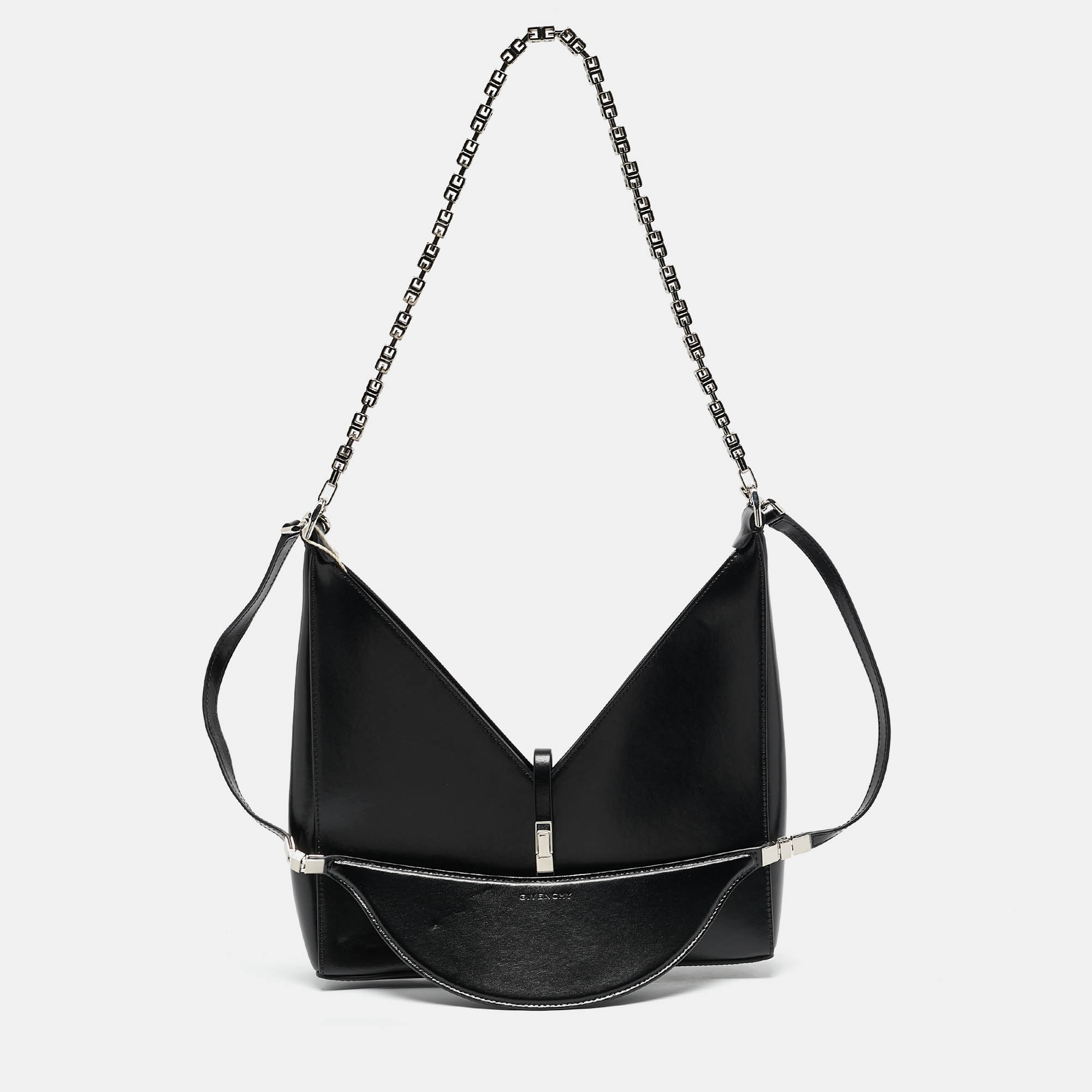 

Givenchy Black Glossy Leather Cut Out Chain Bag