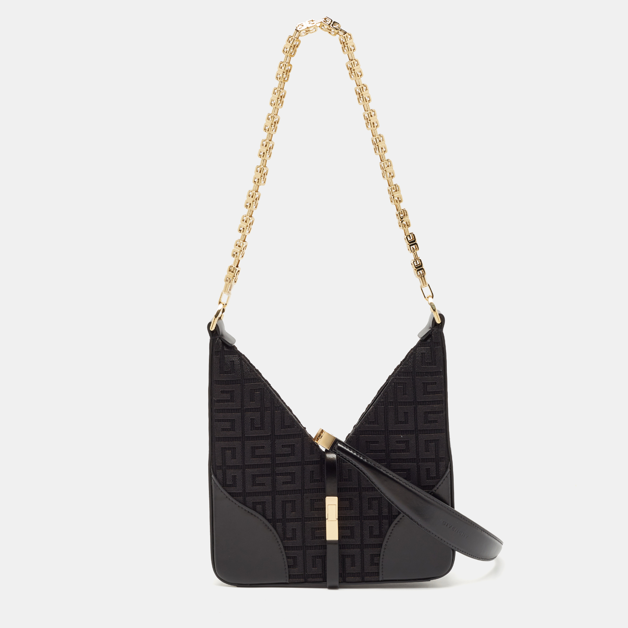 

Givenchy Black Denim and Leather Small Cut Out Chain Bag