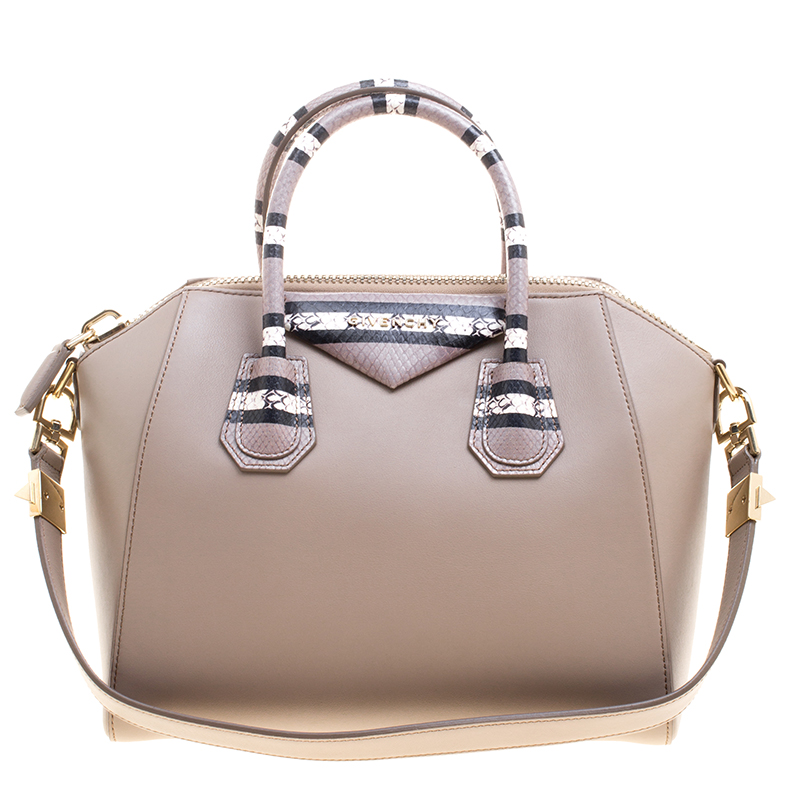 مملوكة مسبقًا حقيبة جيفنشي أنتيغونا صغيرة جلد بيج داكنة