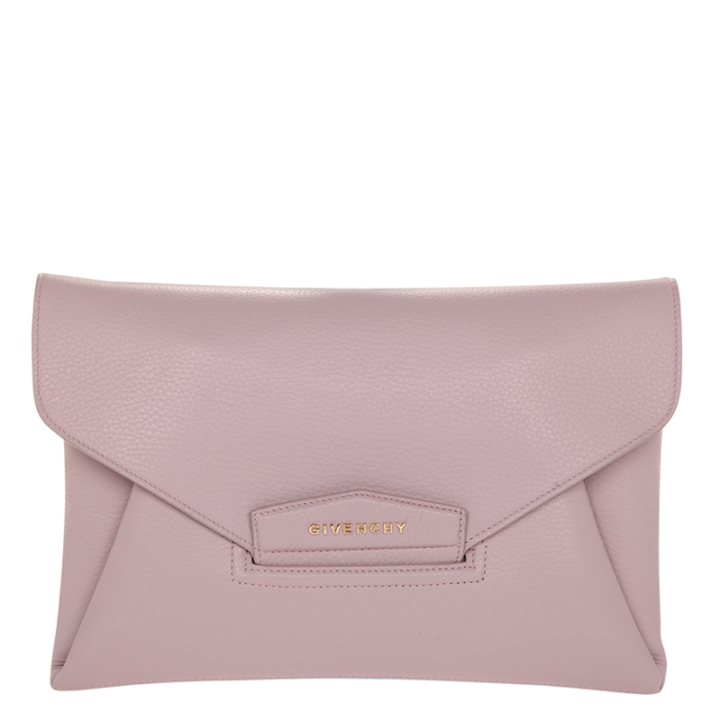 Pre Owned حقيبة كلتش جيفنشي مظروف أنتيغونا جلد ماعز حُبيبي بنفسجية