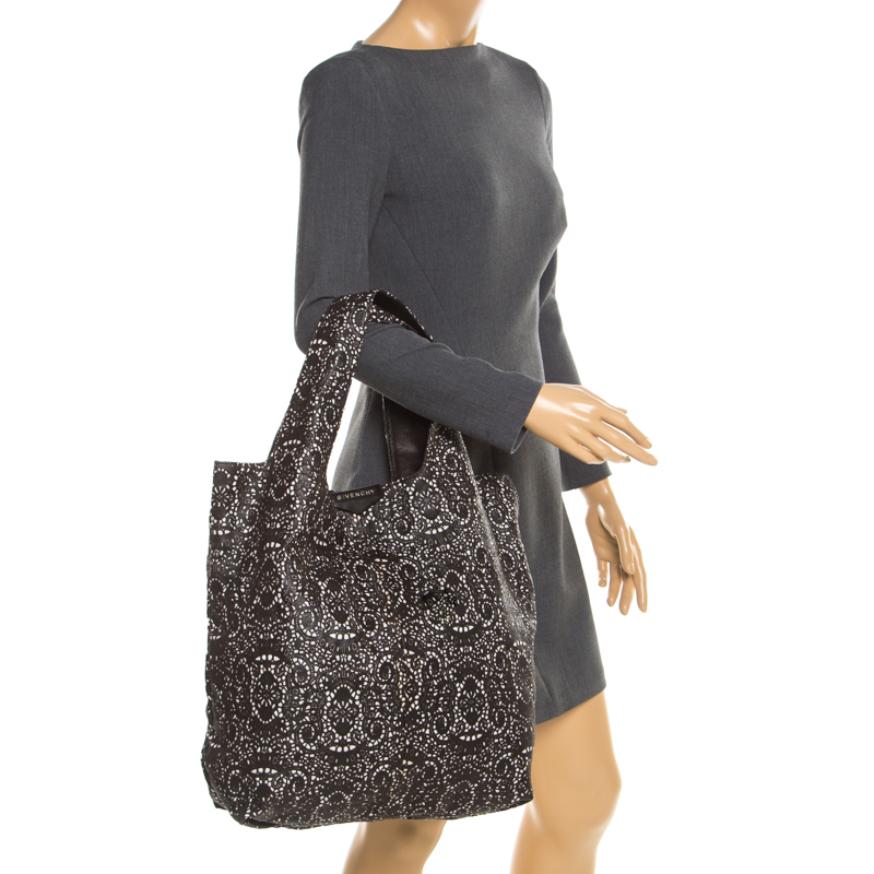 

Givenchy Black Lace Apron Leather George V Tote