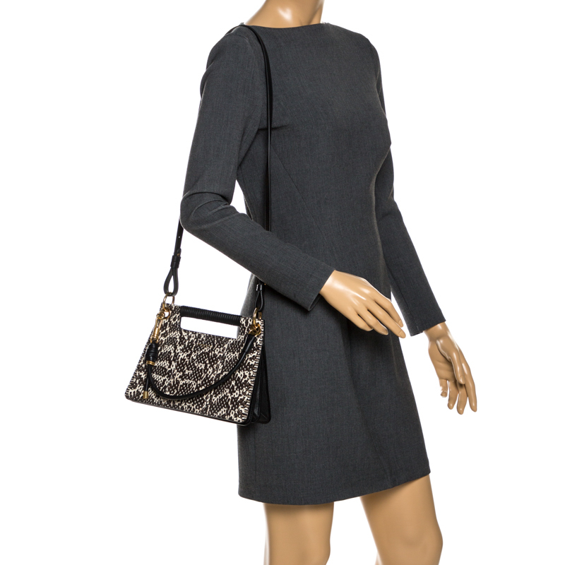

Givenchy Black Leather and Python Effect Whip Shoulder Bag