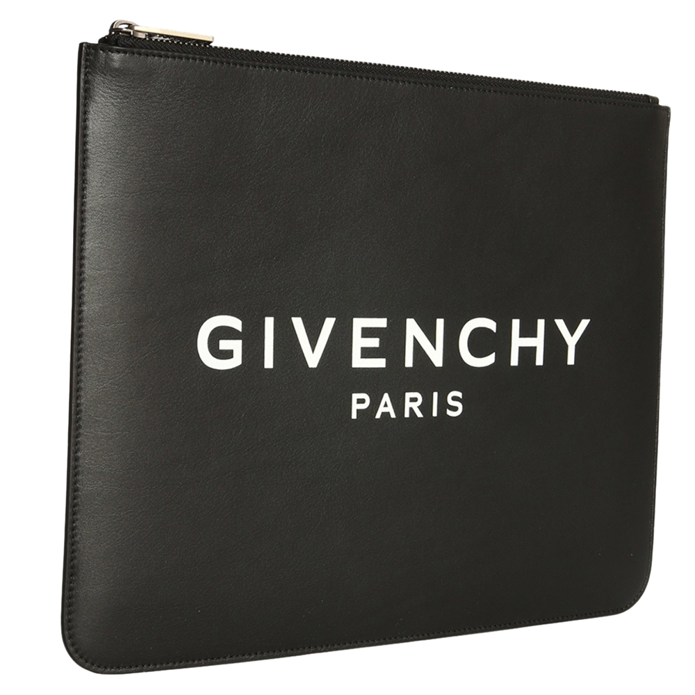 

Givenchy Black Leather Logo Large Pouch