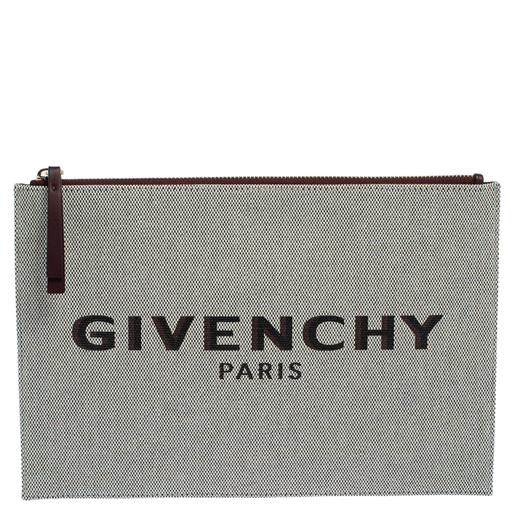 Pre-owned Givenchy Beige Canvas Bond Pouch Clutch