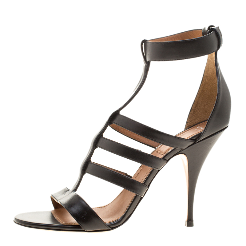 

Givenchy Black Leather Kali Line Strappy Sandals Size