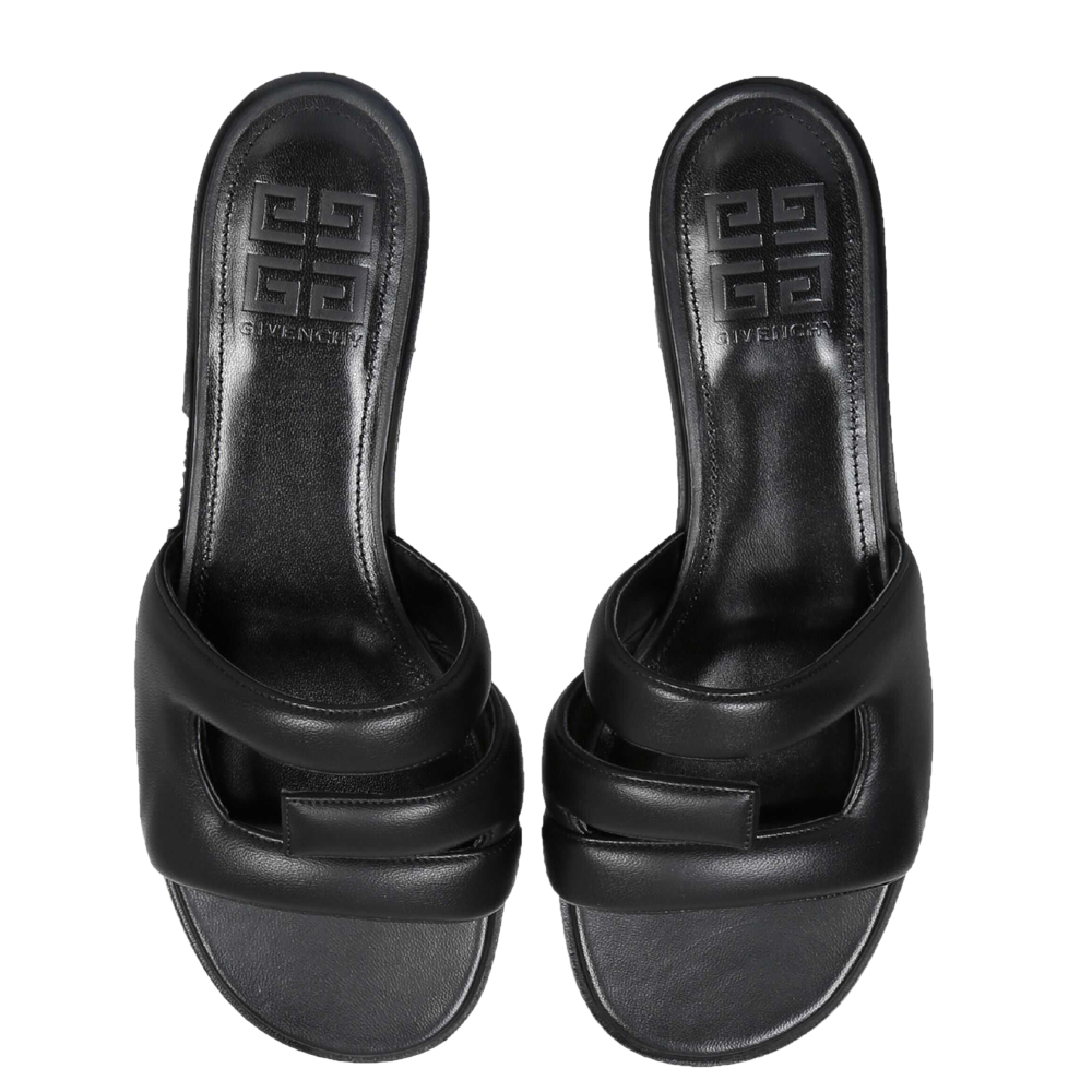 

Givenchy Black Leather G Slide Sandals Size IT