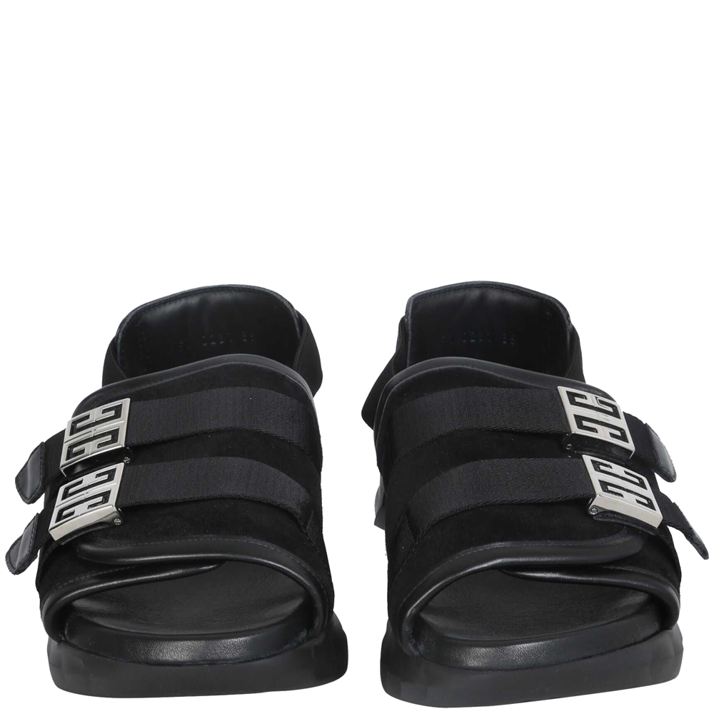 

Givenchy Black Leather Rubber Suede Marshmallow Sandals Size IT