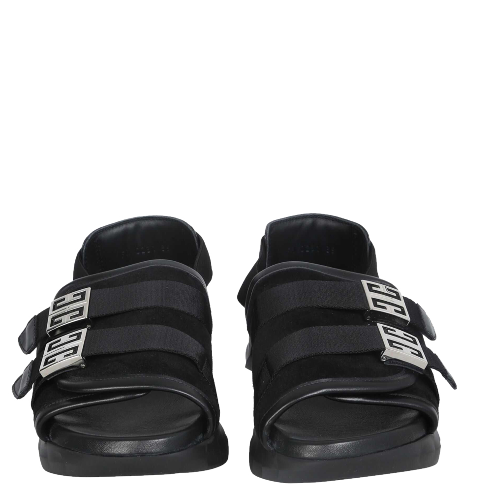 

Givenchy Black Leather Rubber Suede Marshmallow Sandals Size IT