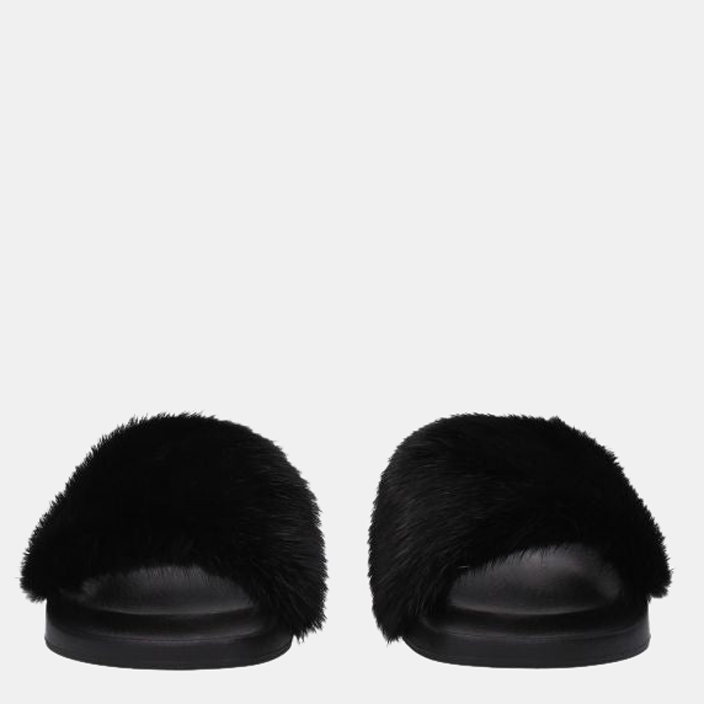 

Givenchy Black Mink Fur & Rubber Slides Size US 6 EU