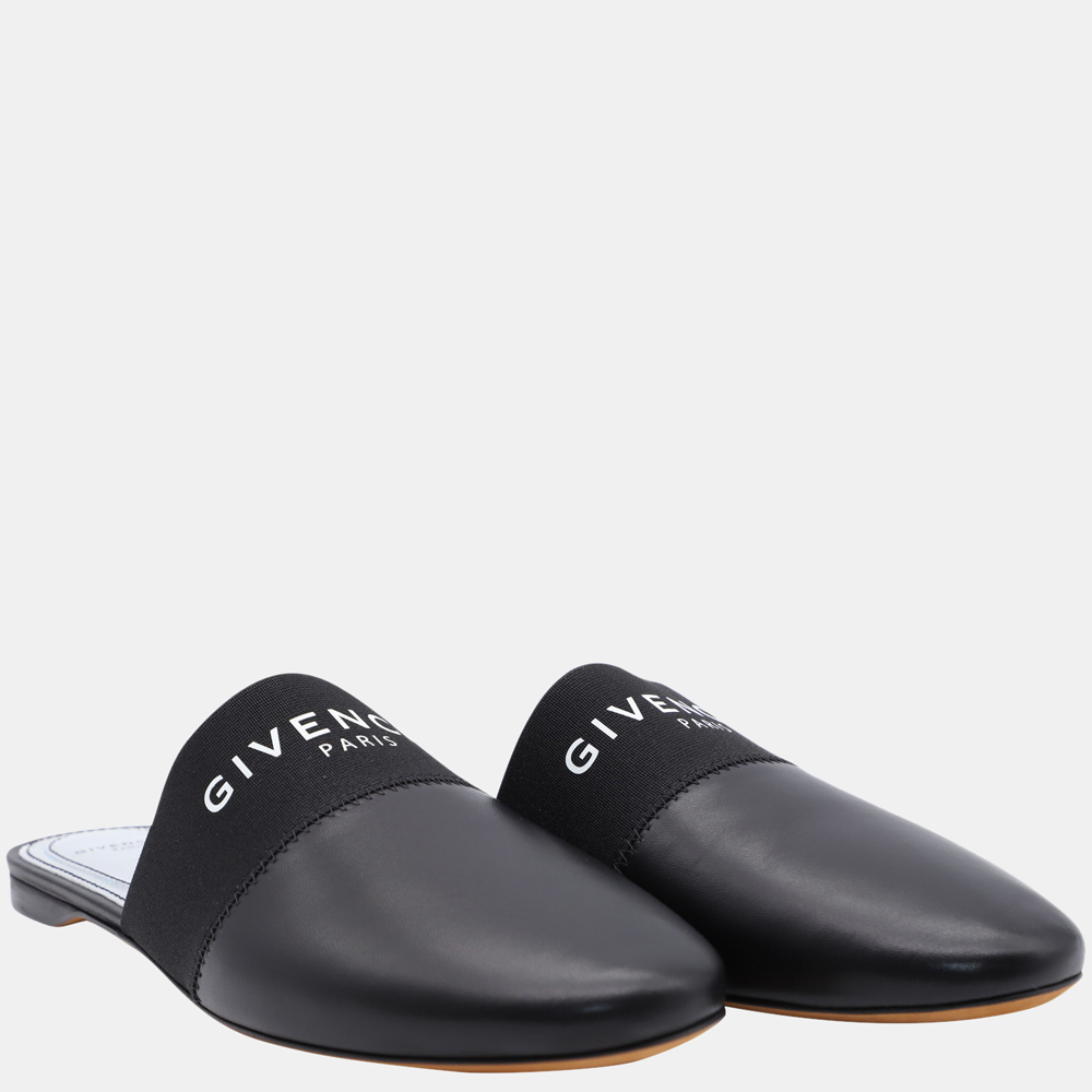 

Givenchy Black Leather Bedford Flat Mules Size FR