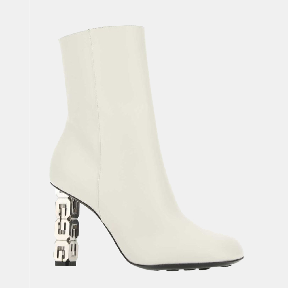 

Givenchy White Leather G Cube Ankle Boots Size EU