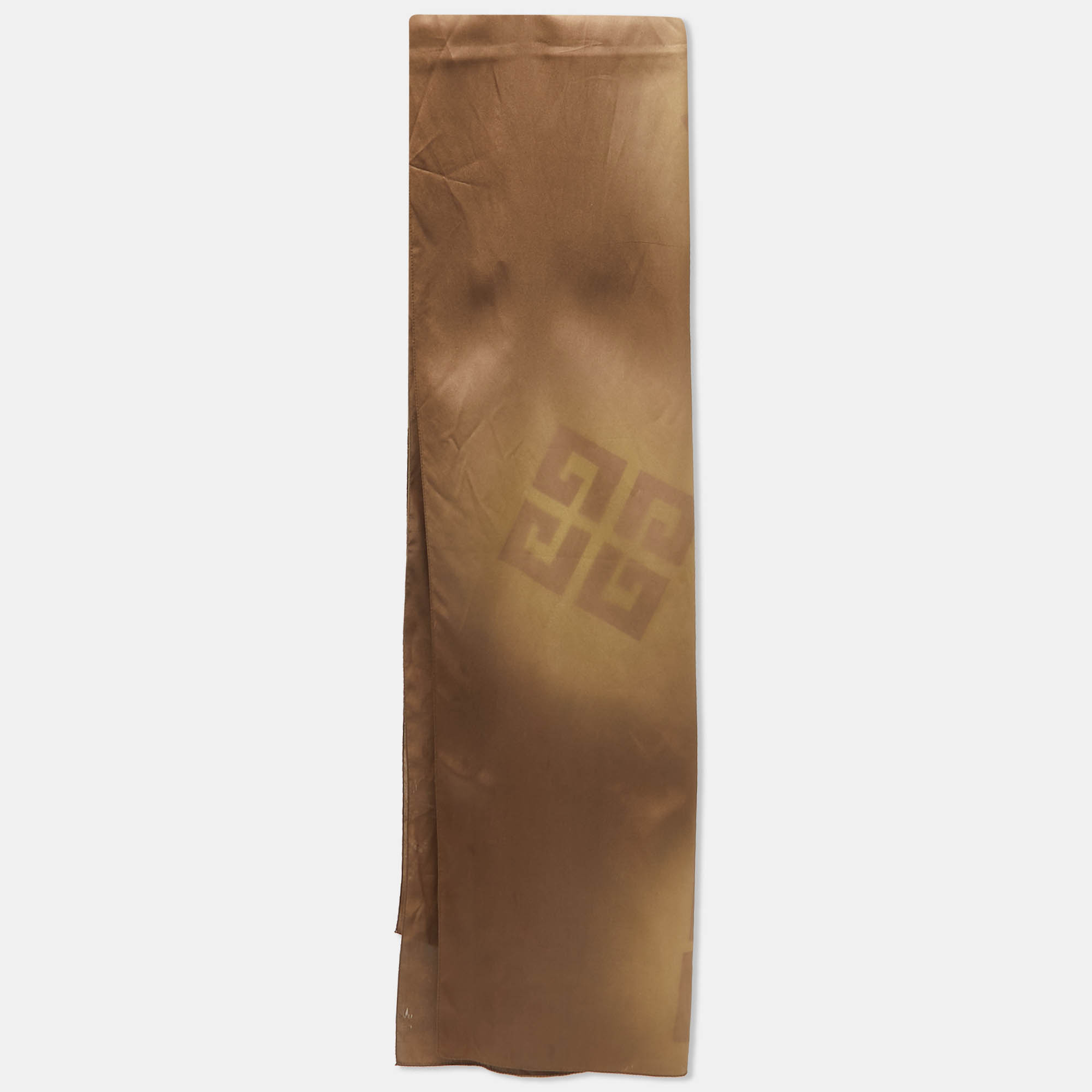 

Givenchy Brown Logo Print Silk Scarf