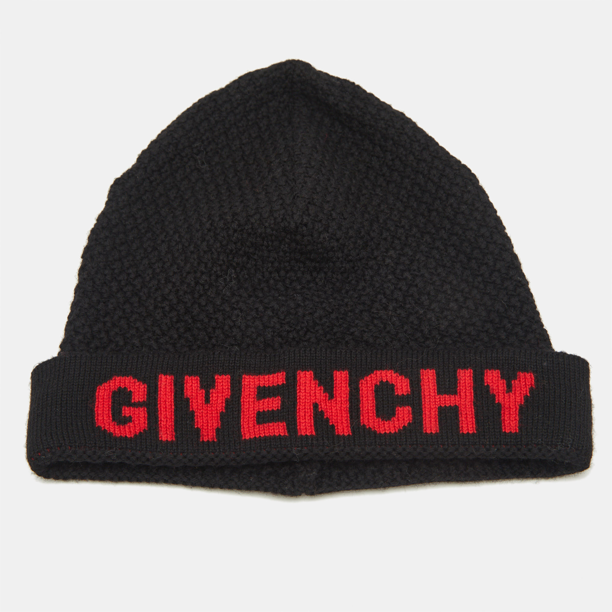 

Givenchy Black Logo Intarsia Wool Knit Beanie