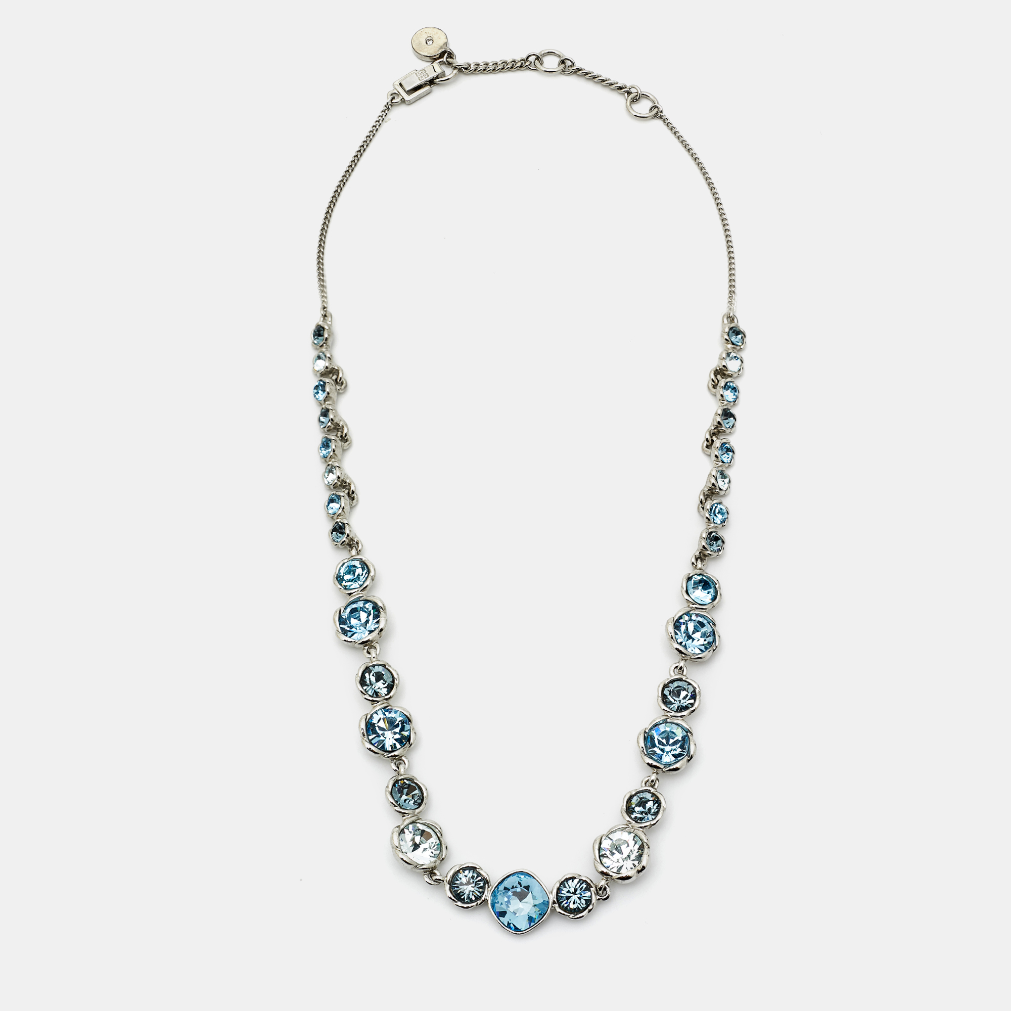 Pre-owned Givenchy Crystals Silver Tone Necklace