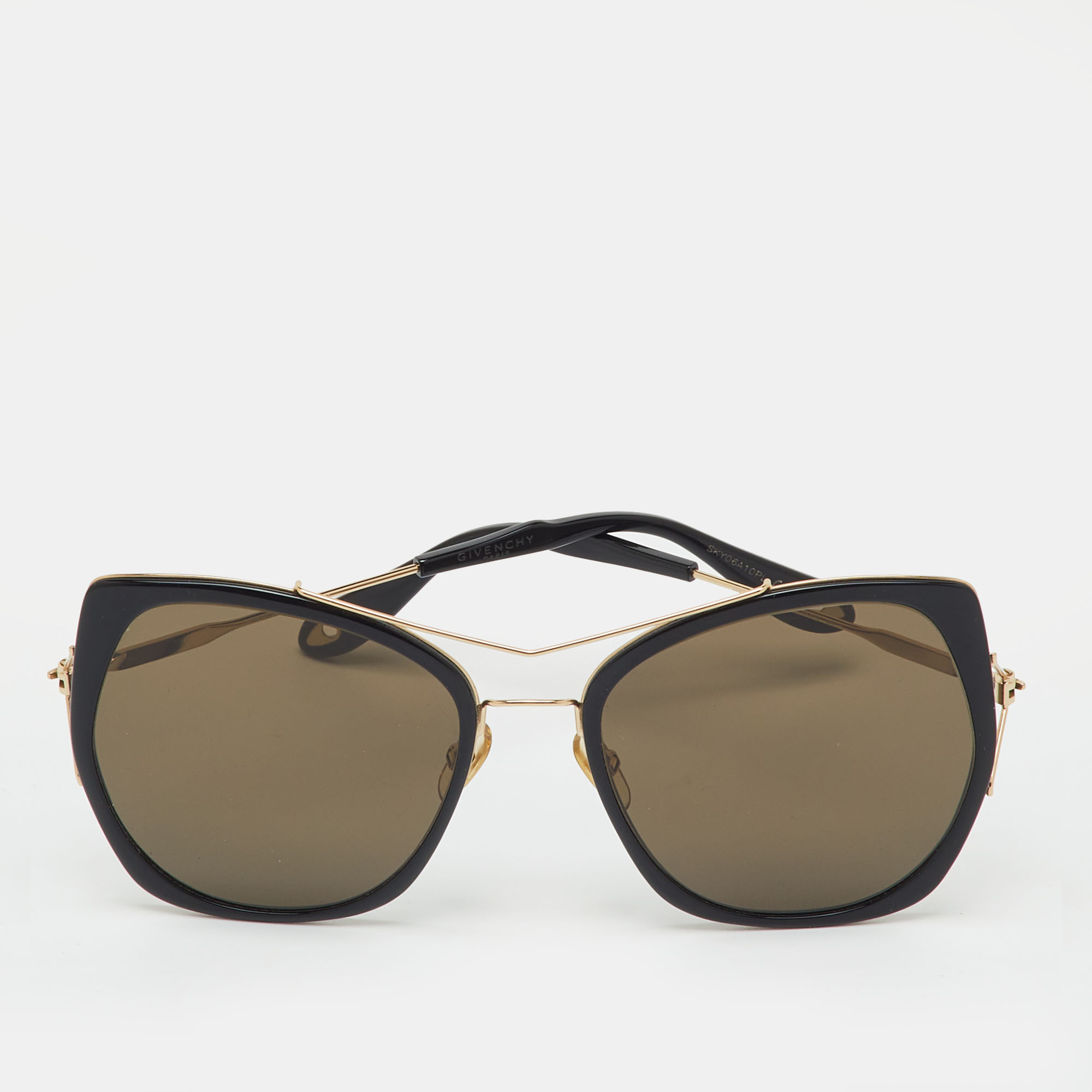 Pre-owned Givenchy Black/gold Tone Gv7031/s Cat Eye Sunglasses