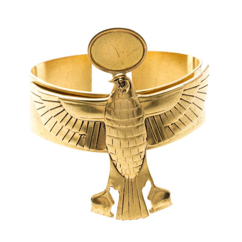 Givenchy Falcon Textured Gold Tone Armlet Cuff Bracelet