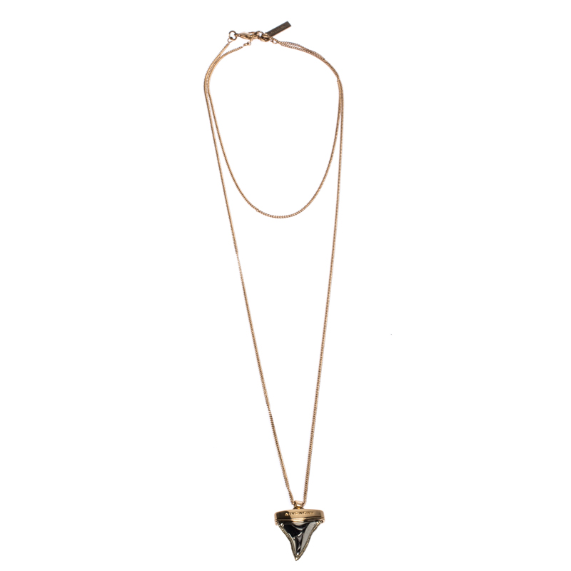 

Givenchy Shark Tooth Two Tone Layered Pendant Necklace, Gold