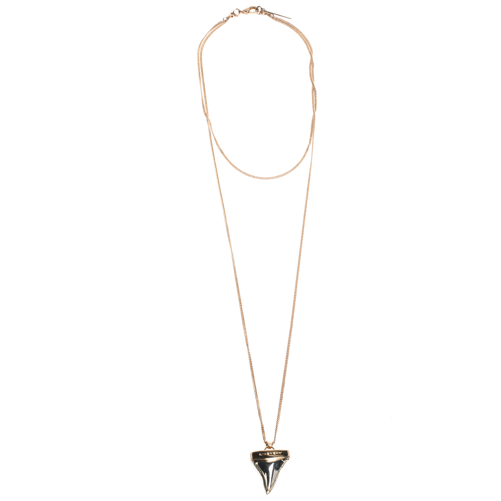 

Givenchy Rose Gold Tone Layered Shark Tooth Pendant Necklace