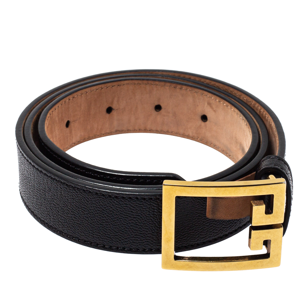 

Givenchy Black Leather Double G Logo Buckle Belt