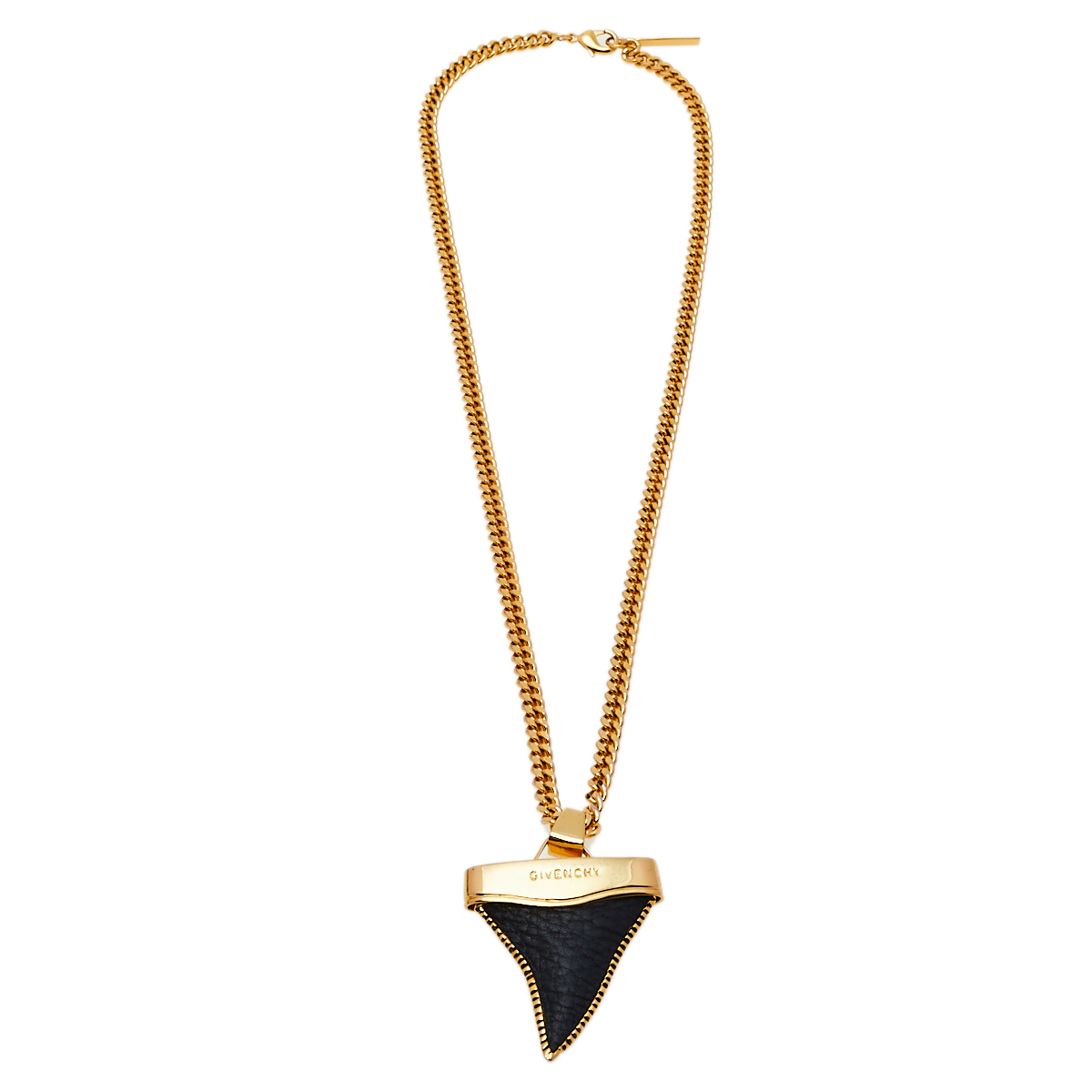 

Givenchy Black Leather Shark Tooth Pendant Necklace