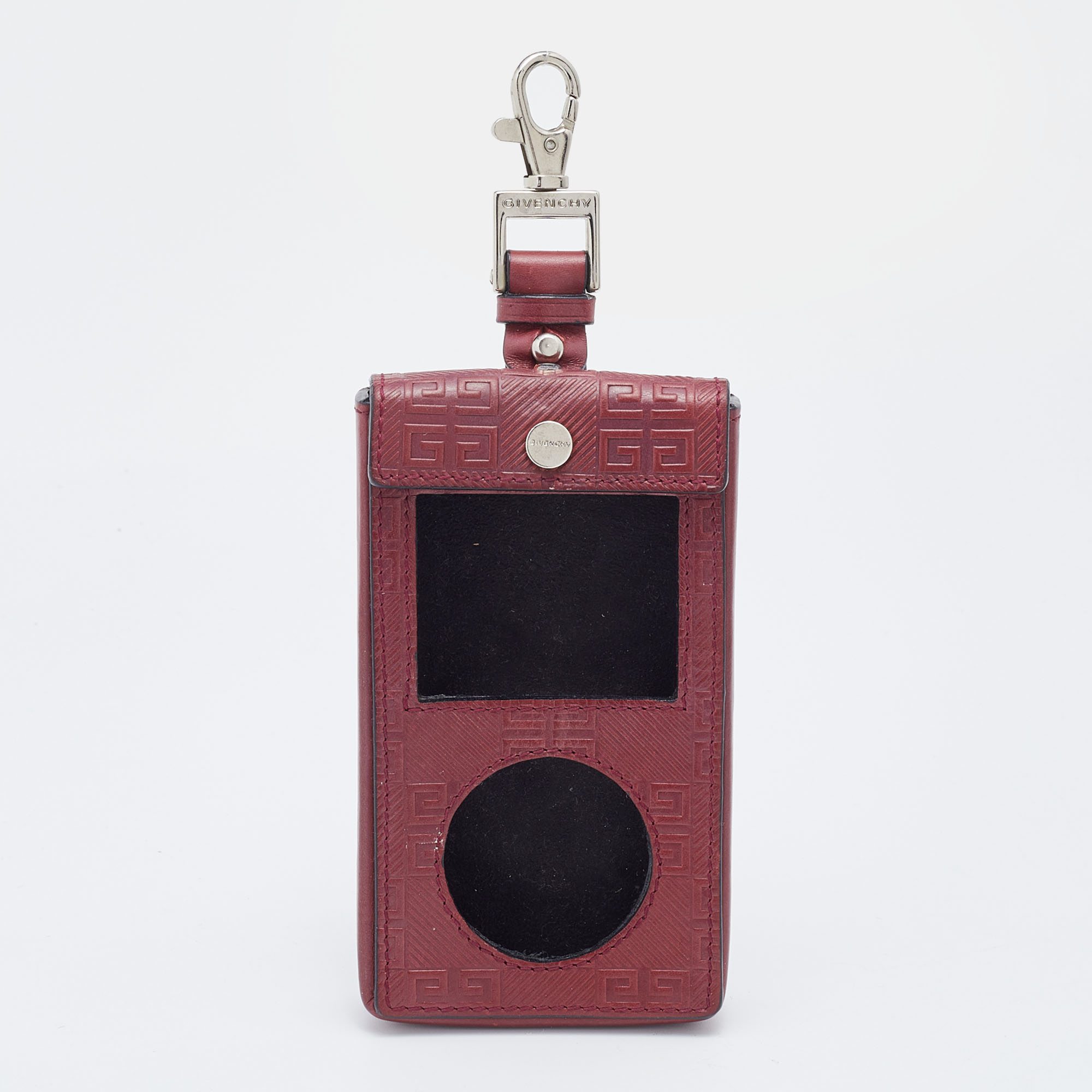 Pre-owned Givenchy Burgundy Monogram Embossed Leather Ipod Case