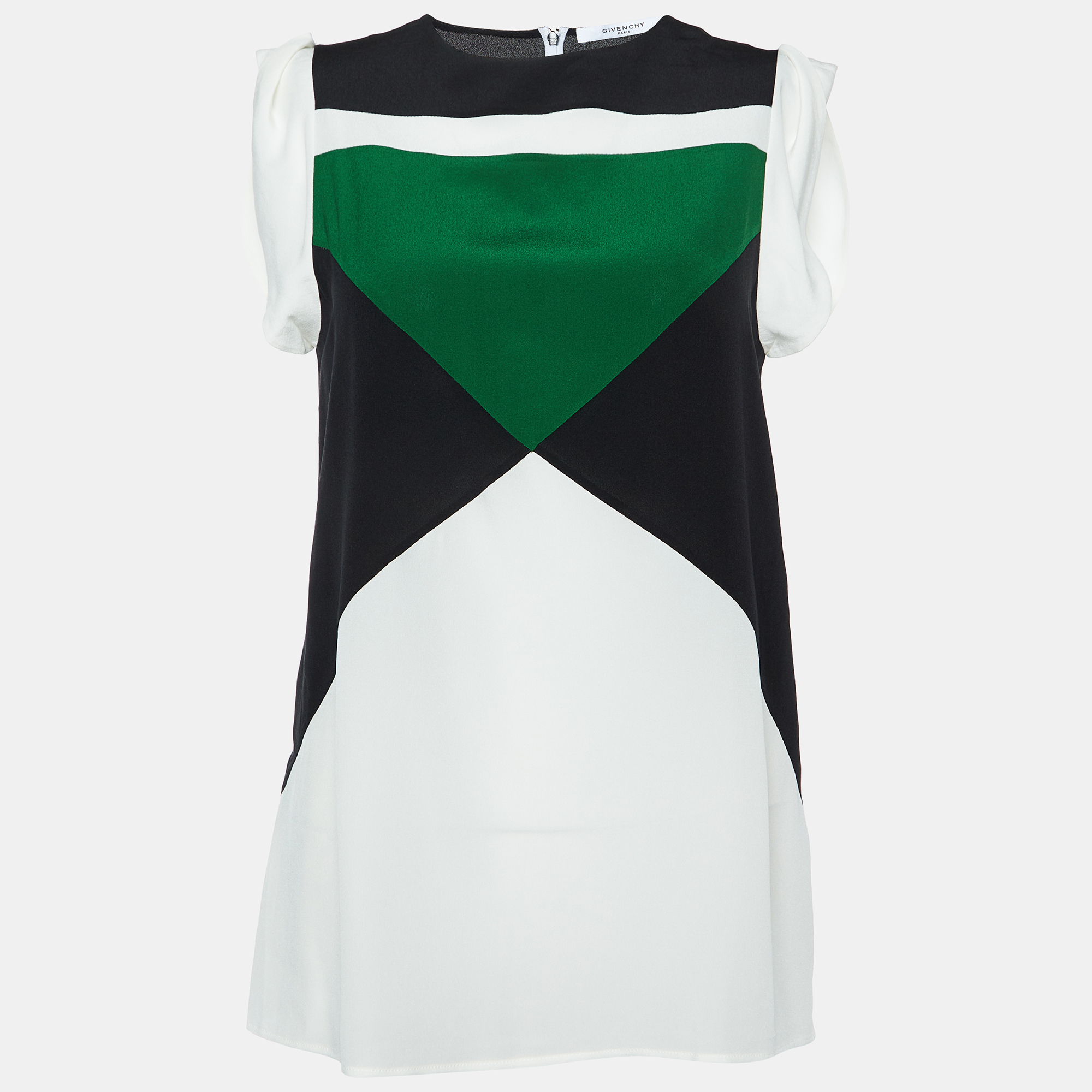 

Givenchy Multicolor Colorblock Silk Cap Sleeves Top M, Black