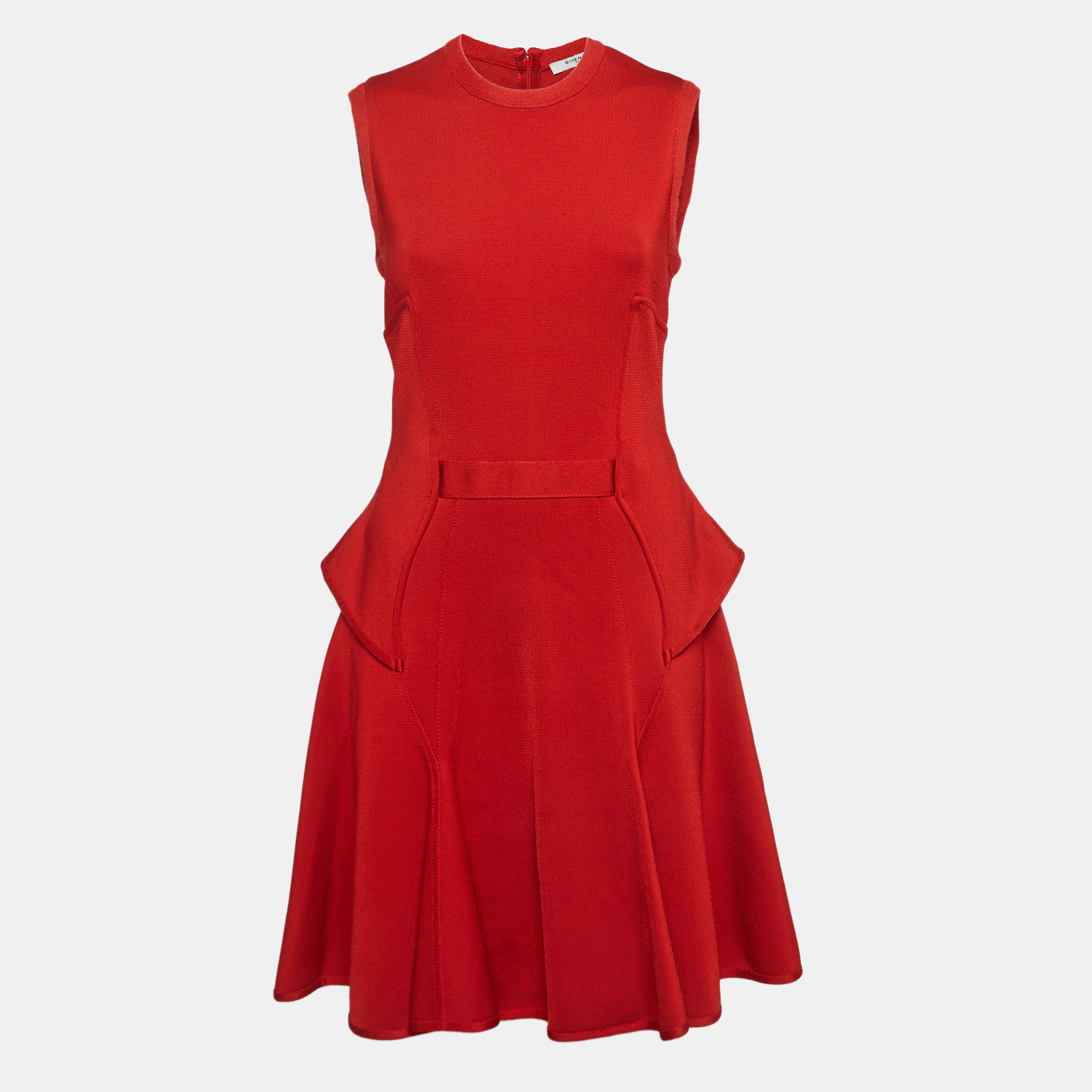 

Givenchy Red Stretch knit Flared Midi Dress M