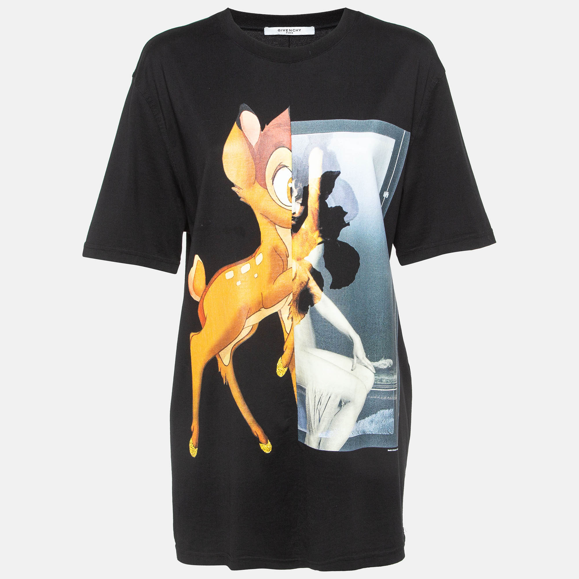 

Givenchy Black Bambi Print Cotton T-Shirt L