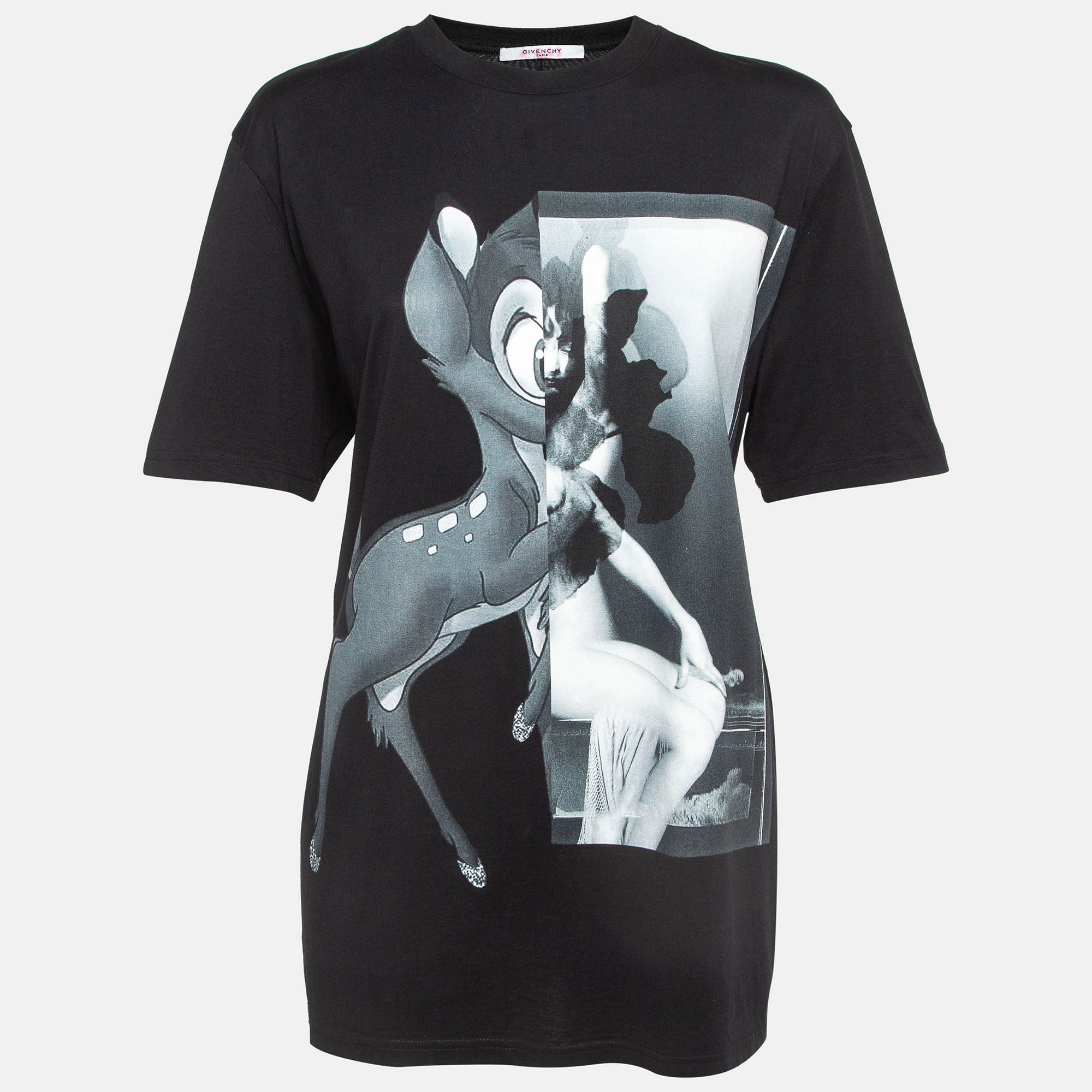 

Givenchy Black Bambi Print Cotton Oversized T-Shirt S