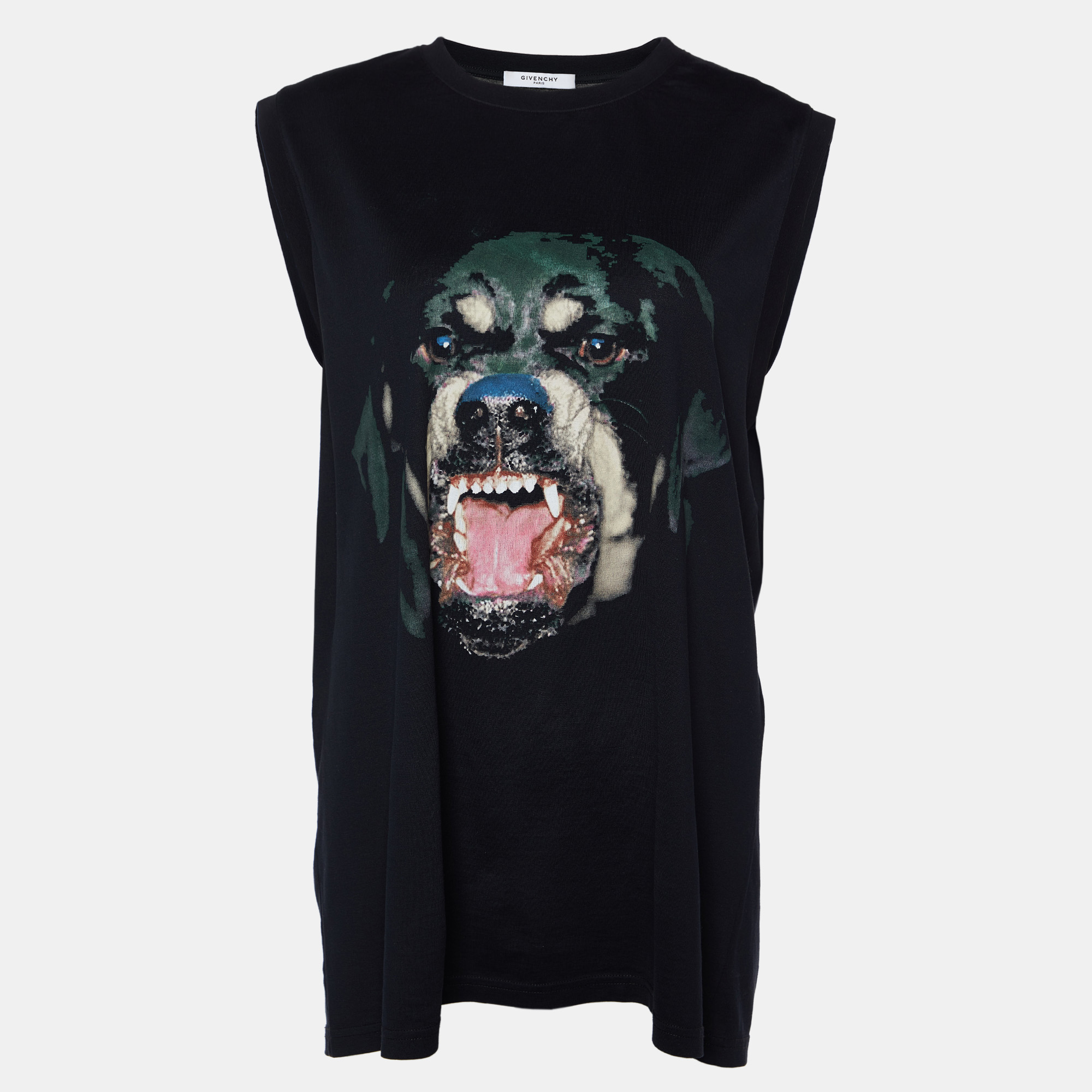 

Givenchy Black Rottweiler Print Cotton Knit Sleeveless Tank Top L
