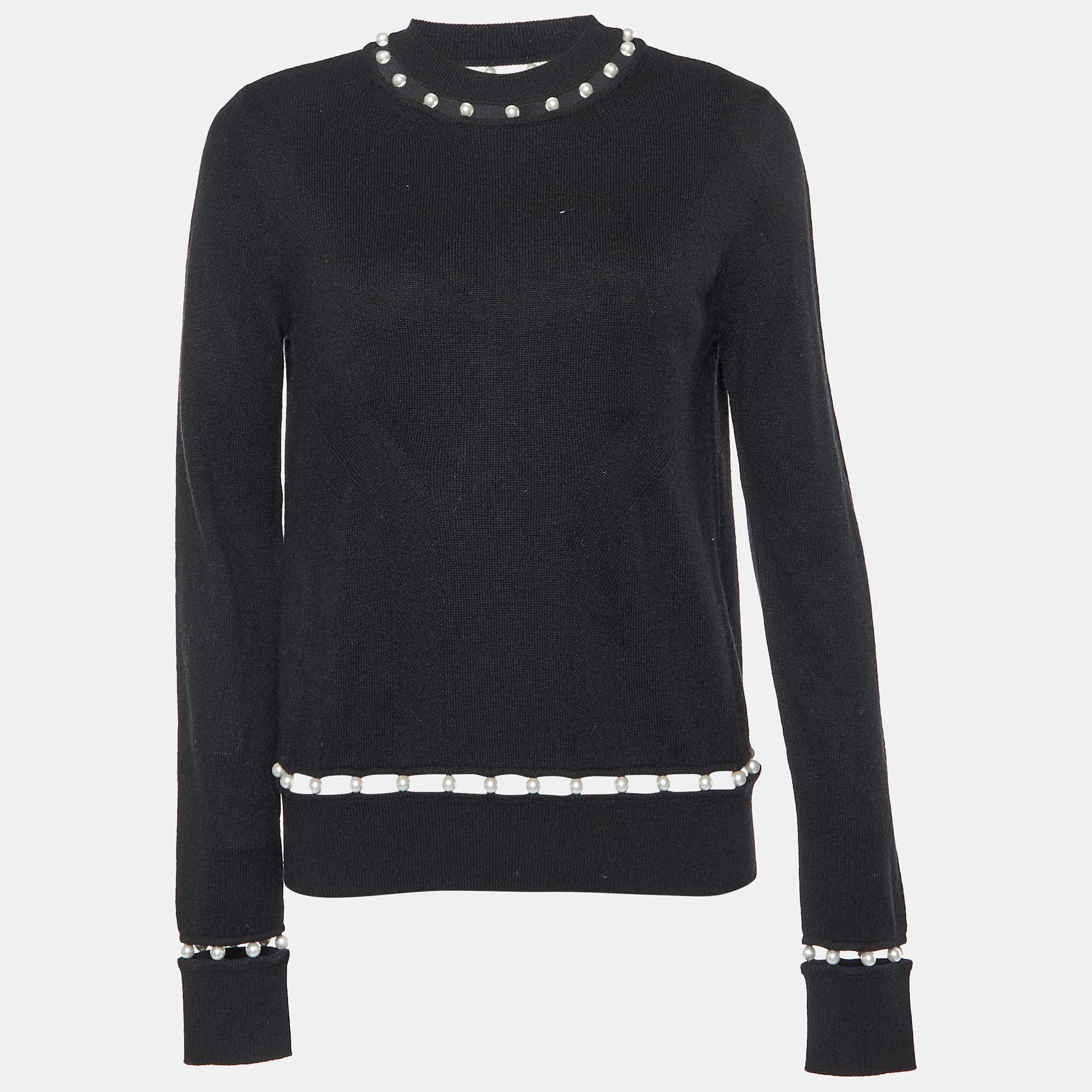 

Givenchy Black Beaded Wool Blend Knit Sweater XS