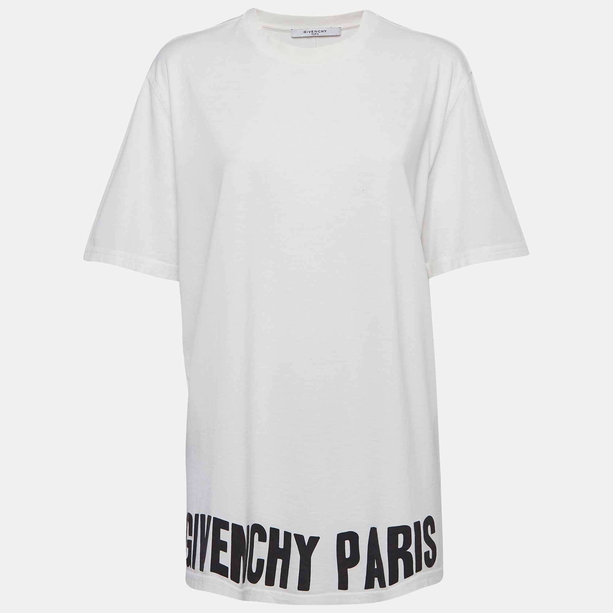 Pre-owned Givenchy White Cotton Logo Printed Crew Neck T-shirt M