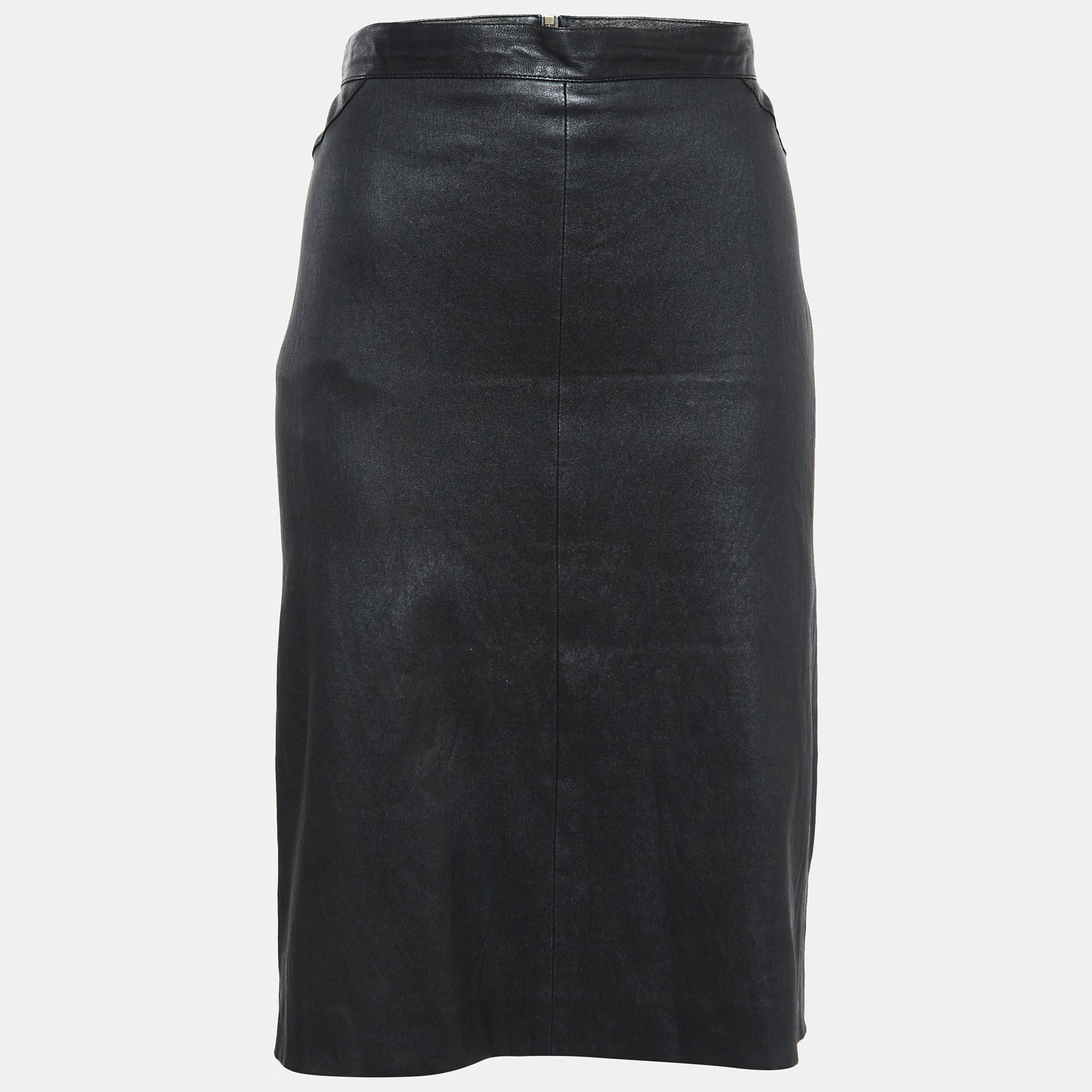 

Givenchy Black Leather Zip-Up Skirt L