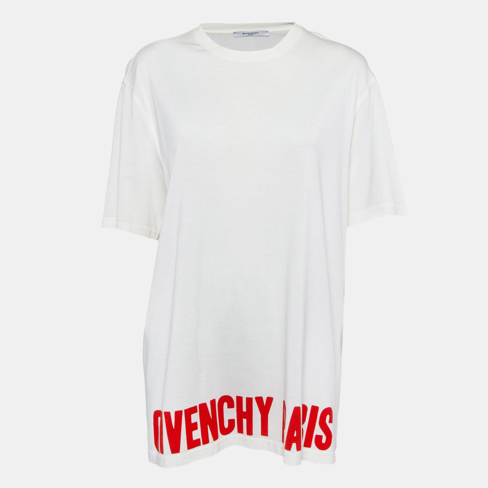 Pre-owned Givenchy White Logo Print Jersey T-shirt M